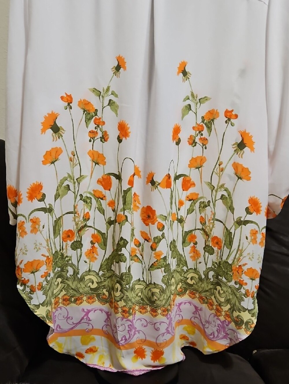 Cato White Tunic with Orange Floral Border - Picture 5 of 7